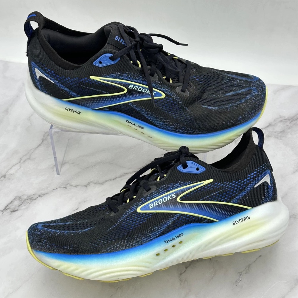 Brooks Glycerin 22 Shoes Mens Size 12.5D Black Blue Running Sneakers 1104451D002